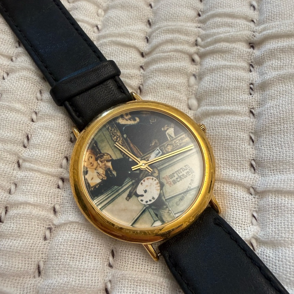 NWT Norman Rockwell the Art Critic Leather Watch